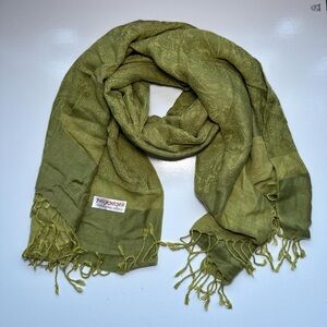 Vintage Olive Green cashmere Pashmina Scarf